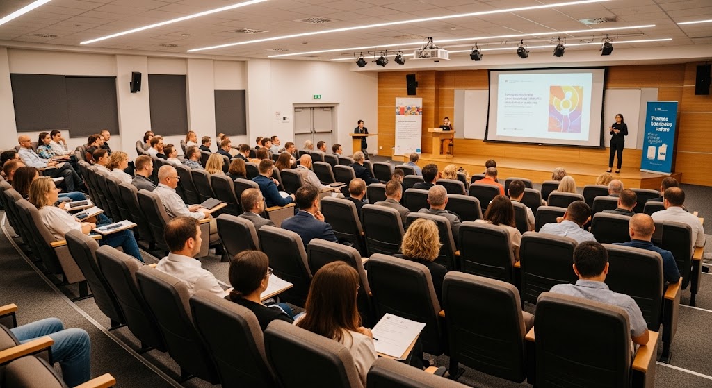 Seminar with speaker on stage